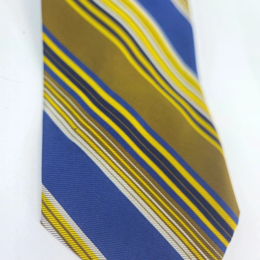 Vintage 1970s MCM Tate Browns Mens Striped Blue Gold 4